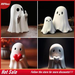 【COD】🔥🔥🔥  Cute Ghost Statue Love Ghost Mini Ghosts Small Scary Ghost Figurines Spooky Halloween Home Decorations
