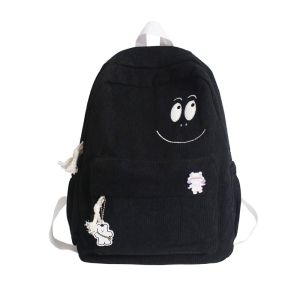 WYK139 Tas Ransel Korduroi Muka Senyum Smiley Face Backpack Impor TKM