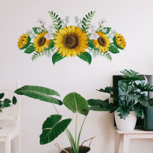 Sunflower Wall Stickers Yellow Flowers Wall DecalWaterproof and Removable Sunflower Wall StickersWall Stickers