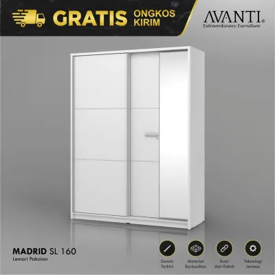 Avanti Lemari Sliding Pakaian Minimalis / Wardrobe Baju Kaca / MADRID SL 160