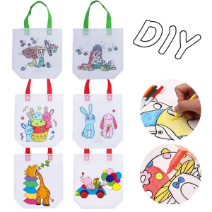 Kids DIY Coloring Tote Bag Reusable Non Woven Bag For Imaginative Art And Hands On Craft Projects