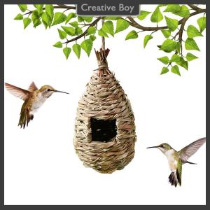[Creative] Birds Nest Outdoor Hand-weaved Decorative Bird House Bird Cage Shelter Weaved Hanging Parrot Nest Creative Handmade Bird Cage