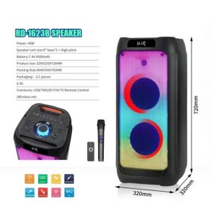 Wireless Portable Speaker 8+10 Inch Dual Horn Bass Speaker with Wireless Microphone for Outdoor Events & Karaoke