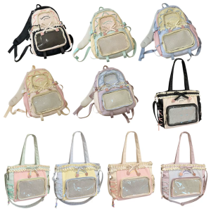 Fashionable Contrast Backpack Decorative Frill Detail Practical Book Bag Ergonomic Strap for Teens Use
