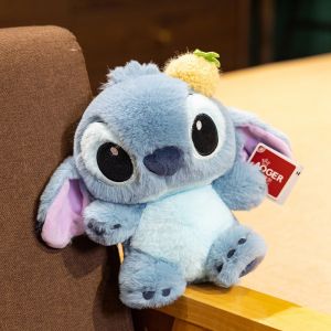 Disney Lilo & Stitch Plush Pineapple Fluffy Doll Kawaii Sitting Lying Posture Stitch Pillow Toy Cushion Soft Gift For Friend