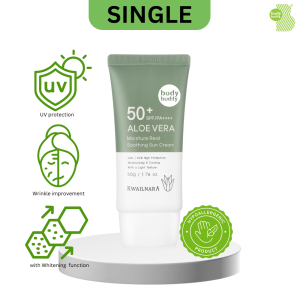 Body Buddy Aloe Vera Aloe Moisture Real Soothing Cream Sunblock UV Suncream protector Sun Cream 50+ SPF PA ++++ 50g