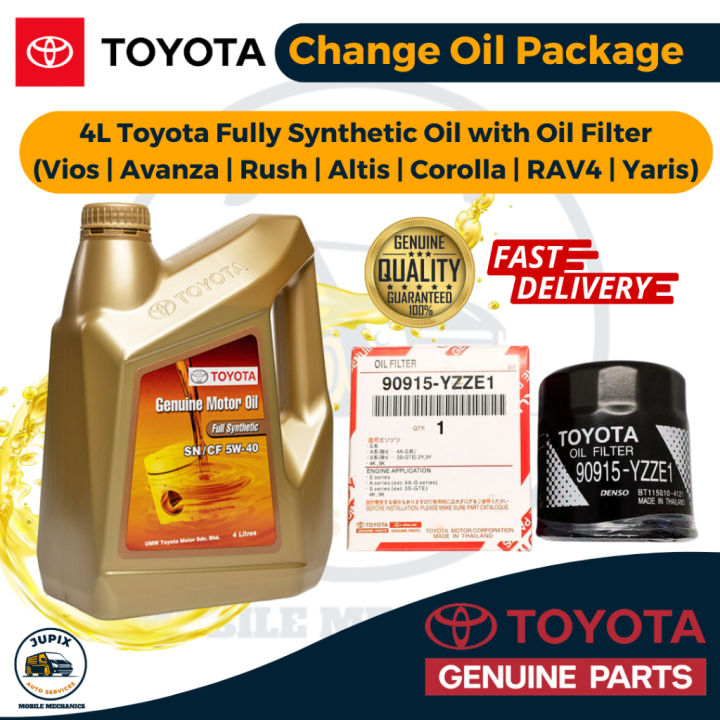 Toyota Fully Synthetic Engine Oil 5W-40 4 Liters + Oil Filter Oil ...