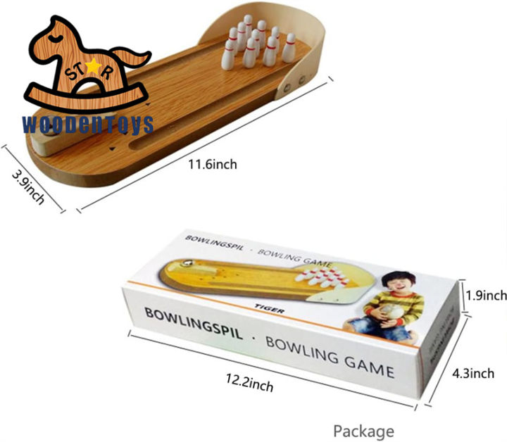 Mini Bowling Wooden Tabletop Game Desktop Bowling Toys Home Bowling