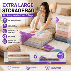 Extra Large Vacuum Compression Bag No Pump Needed Compression Organizer Space Saving Moisture Proof Bag Travel Dorm Home Clothing Storage