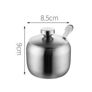 304 Stainless Steel Seasoning Jars Creative Salt Sugar Bowl Spice with Lid Kitchen Condiment bottle with Spoon
