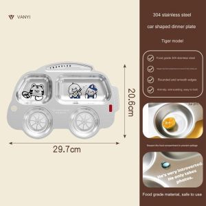 Khay ăn dặm inox hình ô tô có họa tiết cho bé khay inox ô tô khay ăn cho trẻ em bộ khay ăn inox an toàn cho em bé