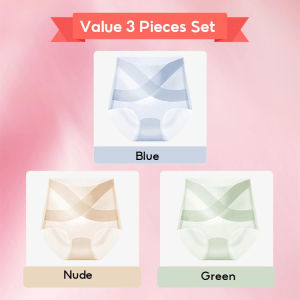 【OFFICIAL】VEIMIA 3-6 Pieces Womens Ice Silk High Waisted Seamless Underwear Tummy Control Brief Panties