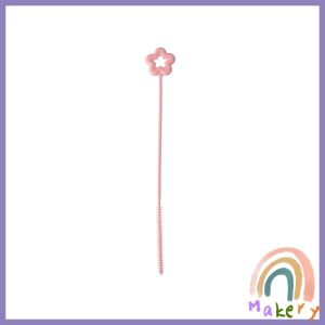 Makery Reusable Silicone Straw Cleaner Brush Straw Cleaning Brush Extra Long Straw Brush