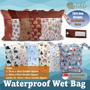 (3 Sizes) double zip wet bag diaper bag nappy bag / waterproof wet bag / stroller organizer bag / swimwear bag