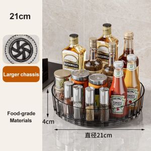 360° Rotating Tray Spice Rack Turntable Serving Tray Desktop Transparent Storage Organizer for Kitchen Fruit Seasoning
