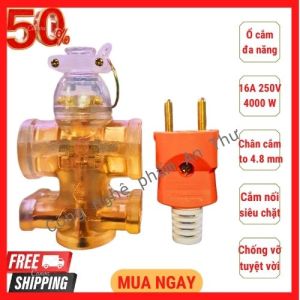 COMBO 1 PHÍCH CẮM CÔNG SUẤT LỚN ĐIỆN QUANG KÈM 1 Ổ ĐIỆN ĐÚC 5 LỖ CẮM CHỐNG VA ĐẬP CHỐNG VỠ CHỊU TẢI CAO SIÊU BỀN SIÊU CHẶT TĂNG KHẢ NĂNG DẪN ĐIỆN TỐT KHÔNG GÂY TIA LỬA ĐIỆN