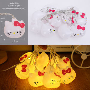 2m Hello Kitty LED Lights String Bedroom Ambient Lighting Kawaii Sanrio Mini Night Lamp Home Decoration Christmas Decorative Light