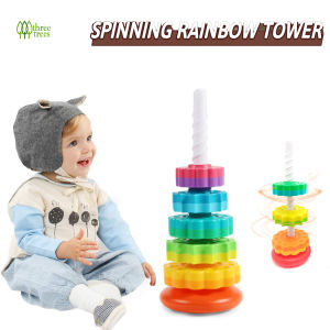 Baby Spinning Stacking Toys for Toddlers 1-3 Rainbow Ring Stacker Montessori Toys for Babies 1 2 3 One Year Old Girl Boy Christmas Birthday Gifts Autism Sensory Learning Toy