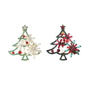 เข็มกลัดช่อดอกไม้อัลลอยด์พลอยเทียมสำหรับเทศกาลคริสต์มาสเข็มกลัดรูปต้นไม้สำหรับชุดปาร์ตี้สตรีและให้ของขวัญ