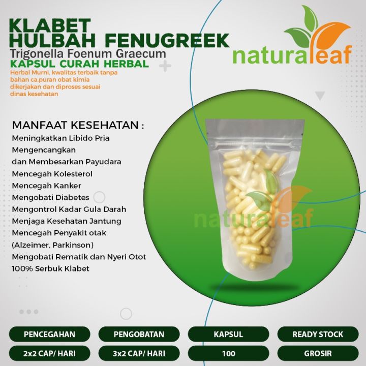 Klabet Hulbah Fenugreek 100 Kapsul Herbal Memperbesar Payudara Lazada