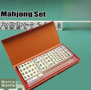 Traveling Portable Mahjong Set With Leather Box Games Toy For Party