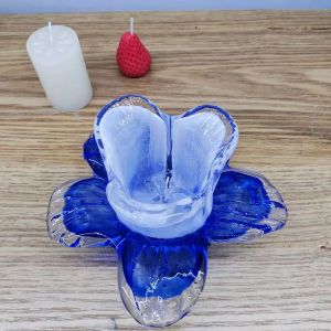 FFBH Colored Glass Candlestick Flower Petal Candle Cup Candle Holder Tulip Candelabros Wedding Centerpieces Home Decoration T2Y7B