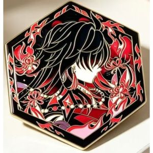 Blade Character Badge Metal Enamel Pin Etched Hexagon Original Fan Art Brooch Game Collectible Gift