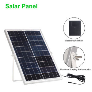 Tấm Pin Năng Lượng Mặt Trời Solar Panel 18V 20W Dây 4m Có Chân Đế Đầu Cắm 3.5mm