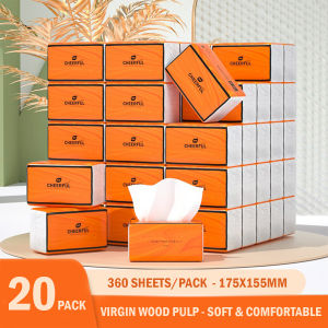 Botare Facial Tissue 4 Ply 360 Sheets 4 IN 1 Paper Plant Protection Cheerful Tissue Paper Household Kitchen Bathroom Use