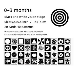 Montessori Baby Toys Black White Flash Cards Kids Sensory Toys Visual Stimulation Flash cards
