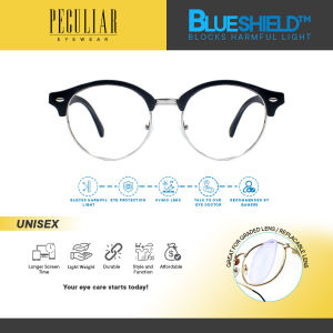 Peculiar Eyewear Rak Round Clubmaster Anti-Radiation UV400 Replaceable Lenses Computer glasses for Women and Men
