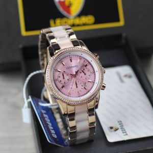 Jam tangan Wanita Leopard 2859L tali rantai bulat mata chrono off tanggal aktif analog original