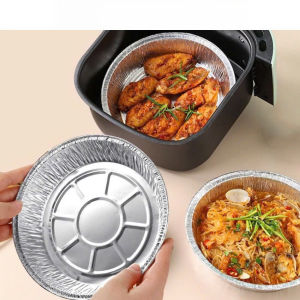 Khay Giấy Bạc Lót Nồi Chiên Không Dầu Lò Nướng Khuôn Đựng Thức Ăn Thực Phẩm Size 22cm
