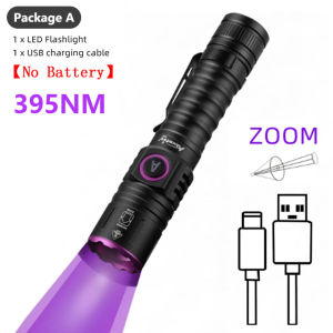 Alonefire SV87 Zoom UV Flashlight 395/365NM USB Rechargeable Portable Money Detector 18650 Led Torch