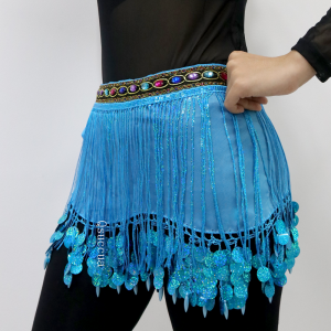 Belly Dance Swing Butt Dress Bohemian Tassel Butt Scarf Vòng eo sáng bóng Váy tua nhảy múa