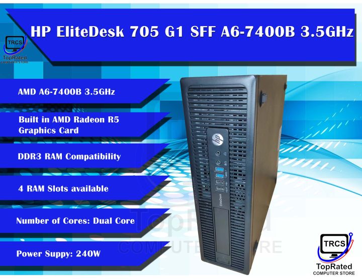 Computer Desktop HP EliteDesk 705 G1 SFF A6-7400B 4GB 8GB