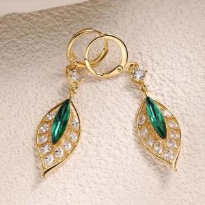 2024 Korean Black Zircon Leaf Drop Earrings for Women Exquisite Crystal Flower Long Tassel Earrings Wedding Party Jewelry Gift