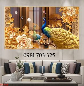 Gạch tranh 3D chim công đẹp