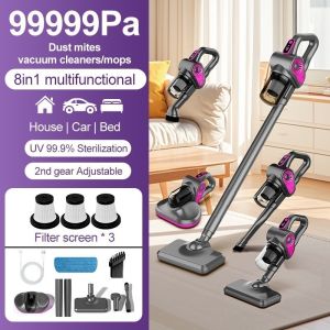 8in1 Cordless Vacuum Cleaner 85Kpa Wireless Dust Mite Vacuum Cleaner UV99.9% Mite Remover Anti-dust Mites for Bed Mattre