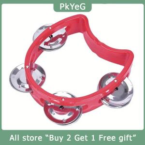 [COD] PkYeG KITCHEN 1pc Plastic Percussion Tambourine For Adults Hand Tambourine Musical Instrument 4 Bells On ABS Tambourine Musical Rhythm Instrum