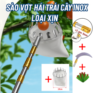 Bộ Sào Vợt Inox Hái Trái Cây Trên Cao 6M – Rút Dài Kèm 4 Phụ Kiện Cao Cấp Loại 1