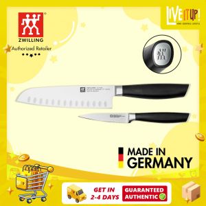 ZWILLING All Star Professional Santoku Knife Set 2 pc Sigmaforge Made in Germany – Silver Cap – Santoku Knife Paring Knife