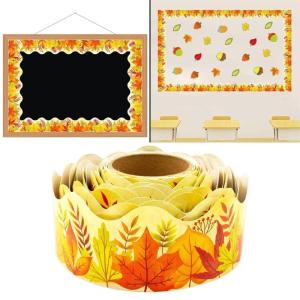 10m Bulletin Board Borders Autumn Classroom Blackboards Maple Leaf Border Trim Decoration for Poster Boards Decoration