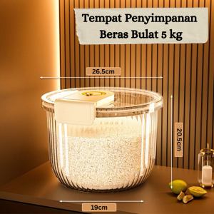 Alby Home Dispenser Beras Plastik Estetik Tempat Beras Aestetic Slim Rice Dispenser Bening Wadah Beras 5kg & 10kg
