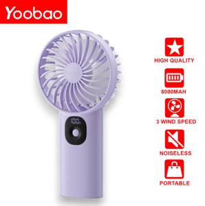 Yoobao F3PL Portable Noiseless 3 Windspeed Cooling Handheld 8000mAh Type-C Interface Desk Fan