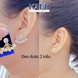 {loại1} Bông tai vành đeo 2 kiểu gắn đá cz nhân tạo siêu sáng Kami trang sức sỉ BV2K