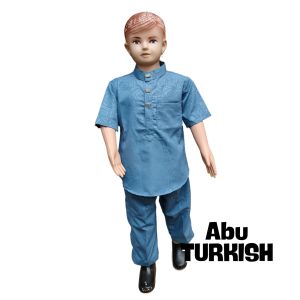 Setelan Koko Kurta Katun Embos motif etnik terbaru lebaran 2024 setelan muslim anak