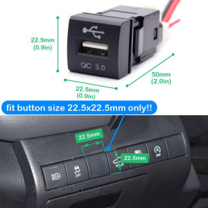 12V 22x22mm USB QC3.0 Mobile Phone Quick Car Charger for Toyota Land Cruiser Prado 150 Series Rav4 Camry Hiace Corolla Output Power Total 18W Max