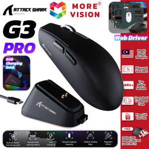 ATTACK SHARK G3/G3 Pro Wireless Mouse Lightweight Gaming 3 Modes Connection RGB PAW3311 Programmable 1KHz Polling Rate