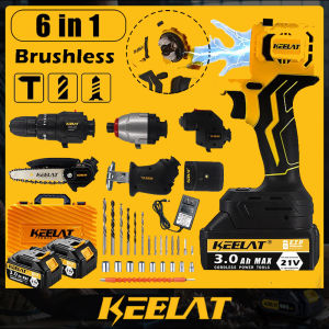 KEELAT KAG005 6 in 1 Brushless Impact Drill Cordless Reciprocating Saw Sander Chainsaw Multifunction Tool